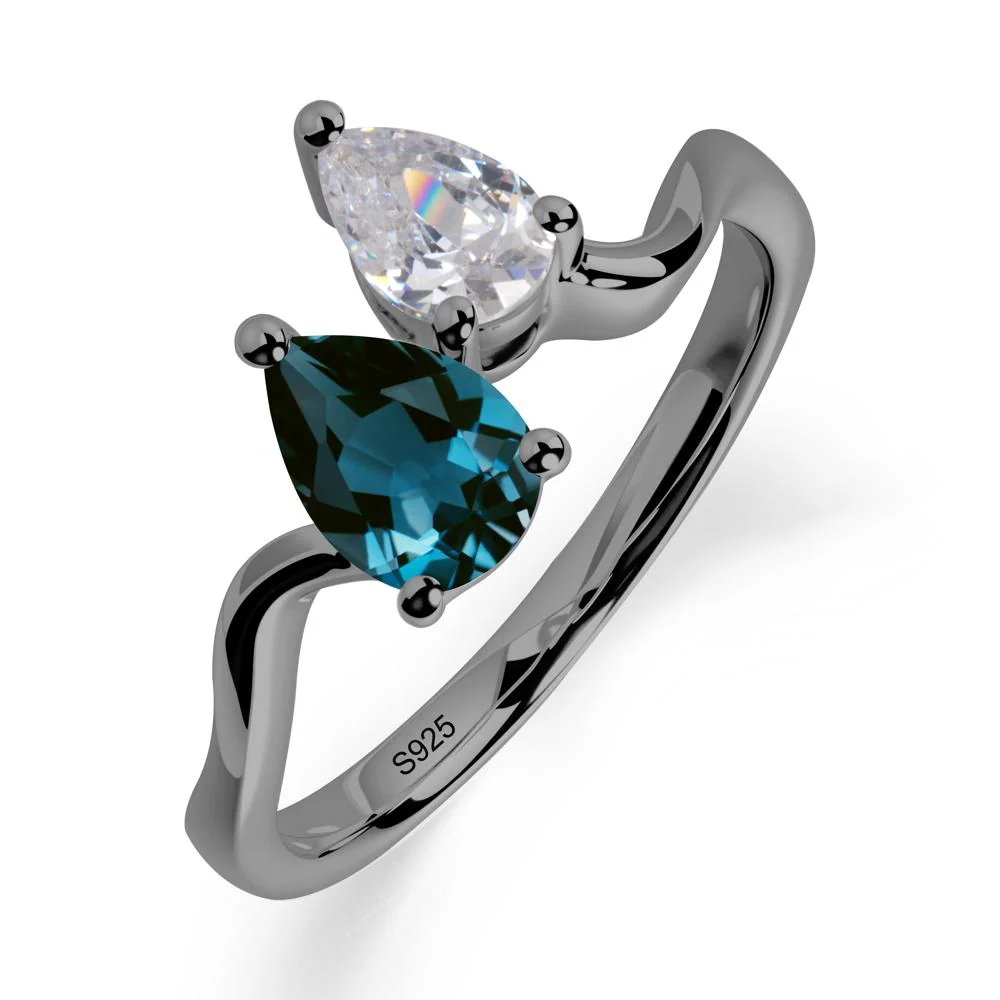 Pear Shaped London Blue Topaz Toi Et Moi Ring