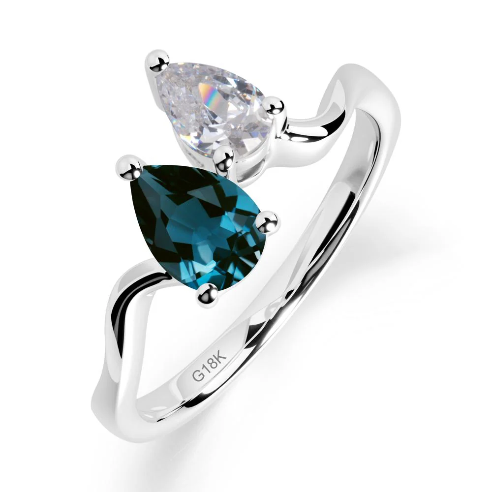 Pear Shaped London Blue Topaz Toi Et Moi Ring - Image 8