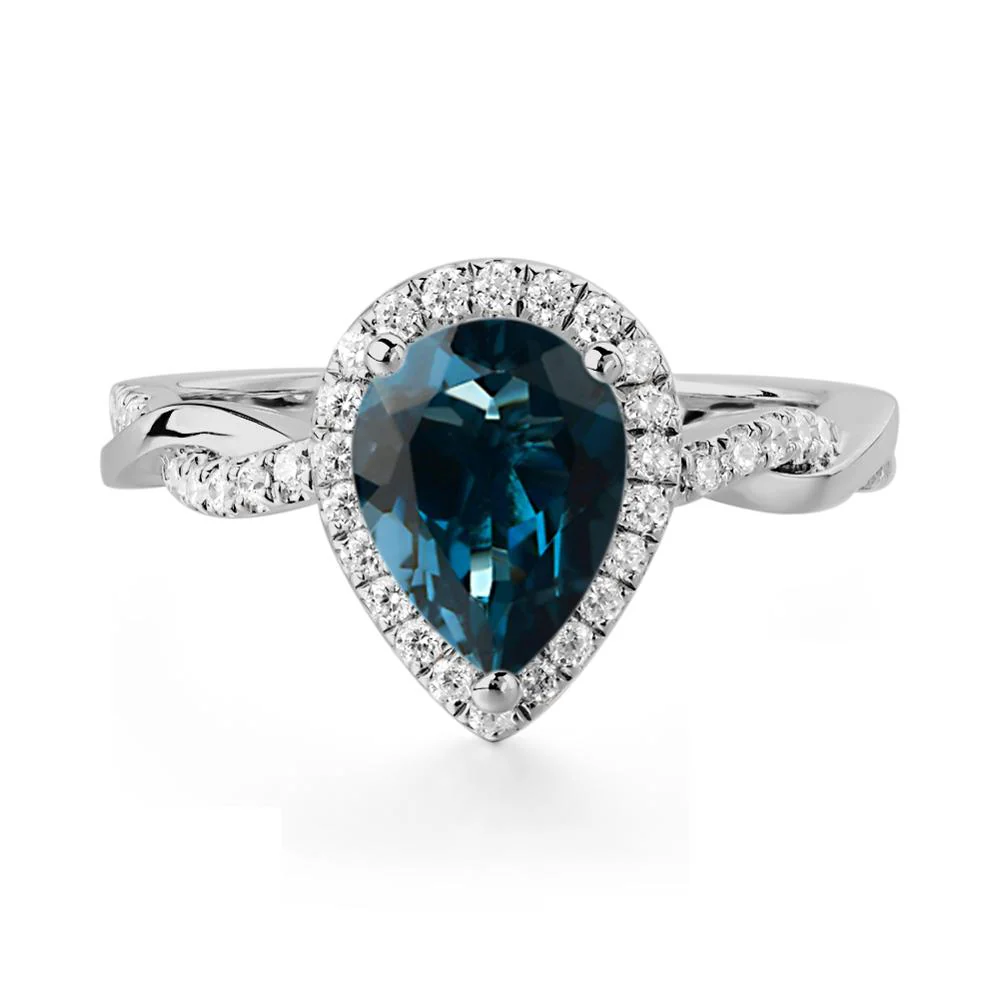 London Blue Topaz Twisted Band Engagement Ring