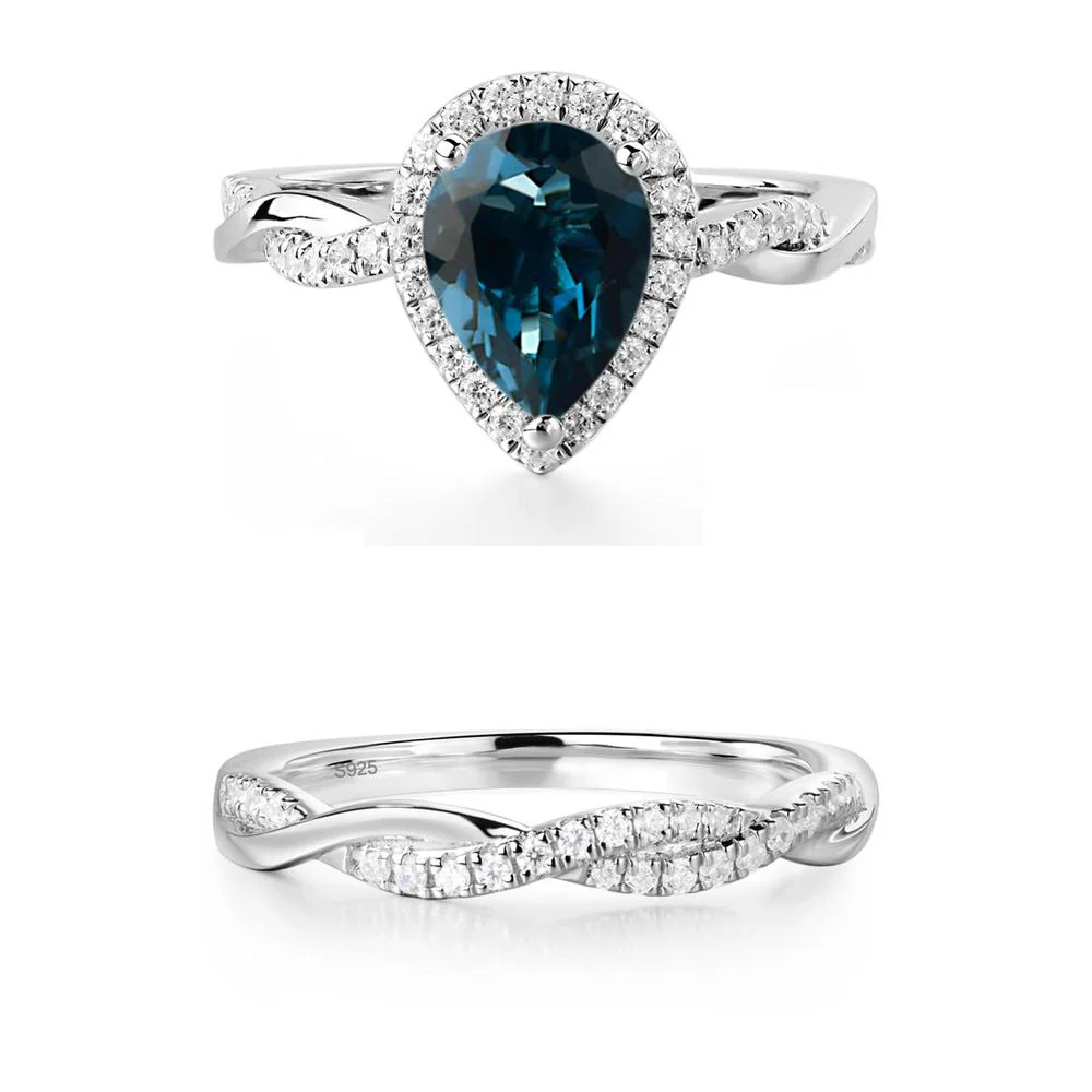 London Blue Topaz Twisted Band Engagement Ring - Image 15