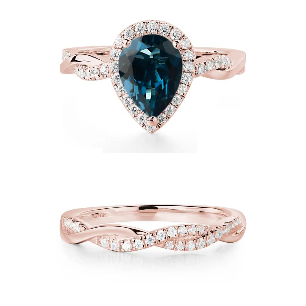 London Blue Topaz Twisted Band Engagement Ring - Image 17