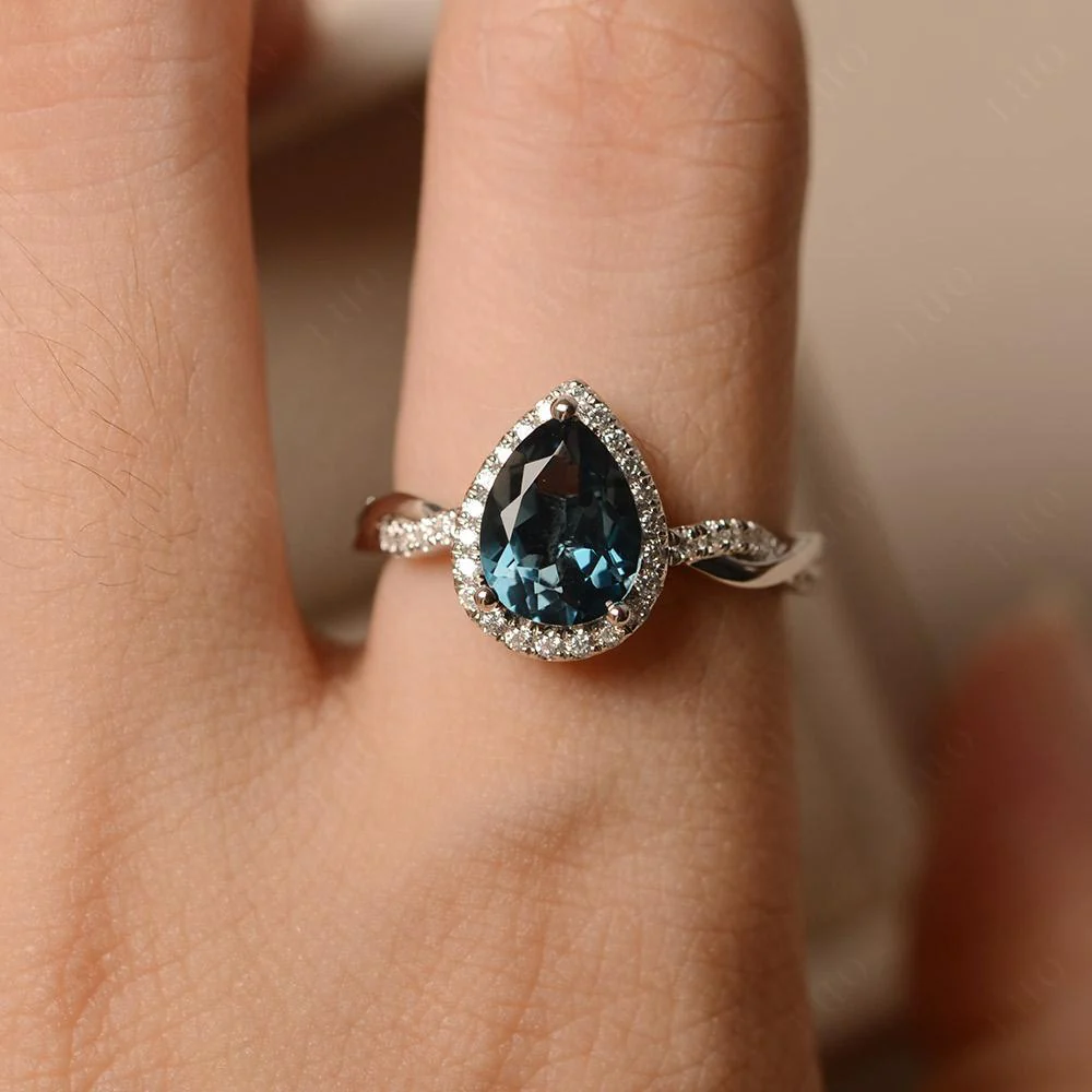 London Blue Topaz Twisted Band Engagement Ring - Image 33