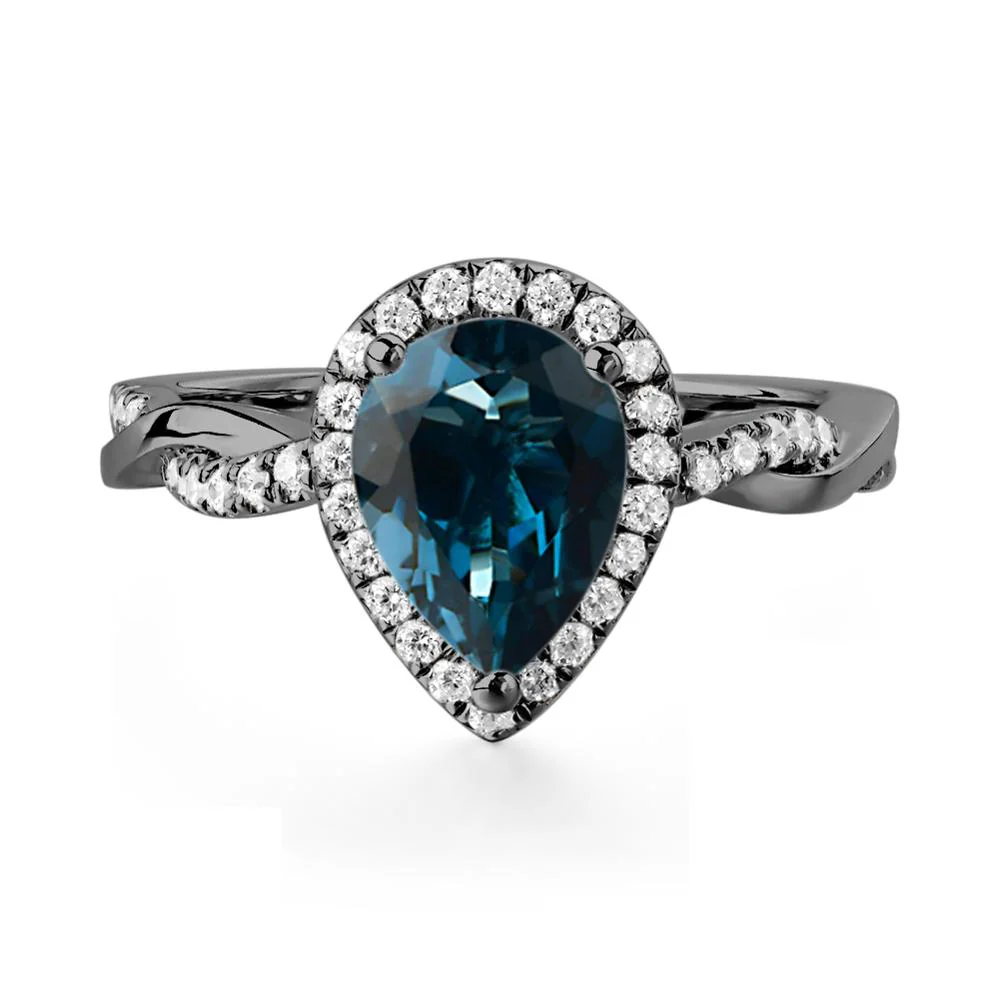 London Blue Topaz Twisted Band Engagement Ring - Image 5