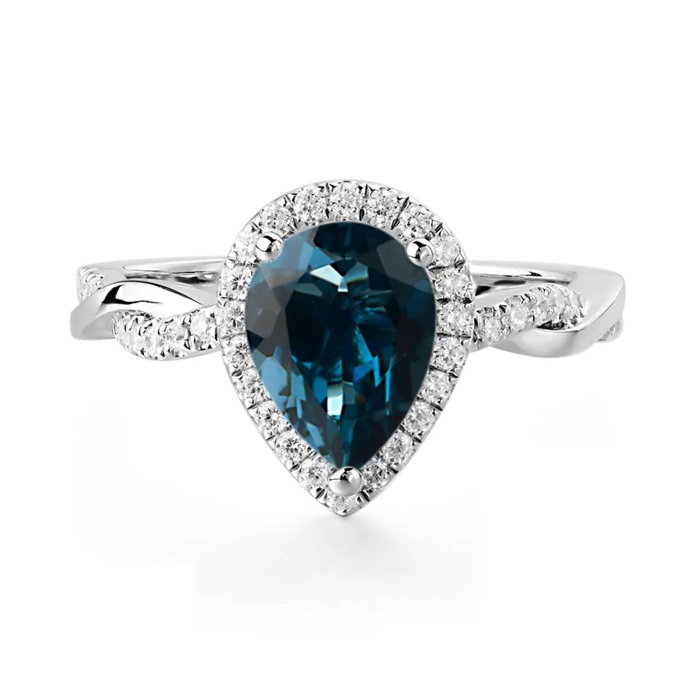 London Blue Topaz Twisted Band Engagement Ring - Image 7