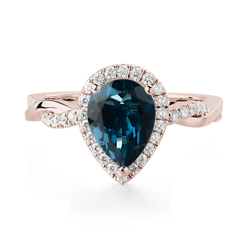 London Blue Topaz Twisted Band Engagement Ring - Image 8
