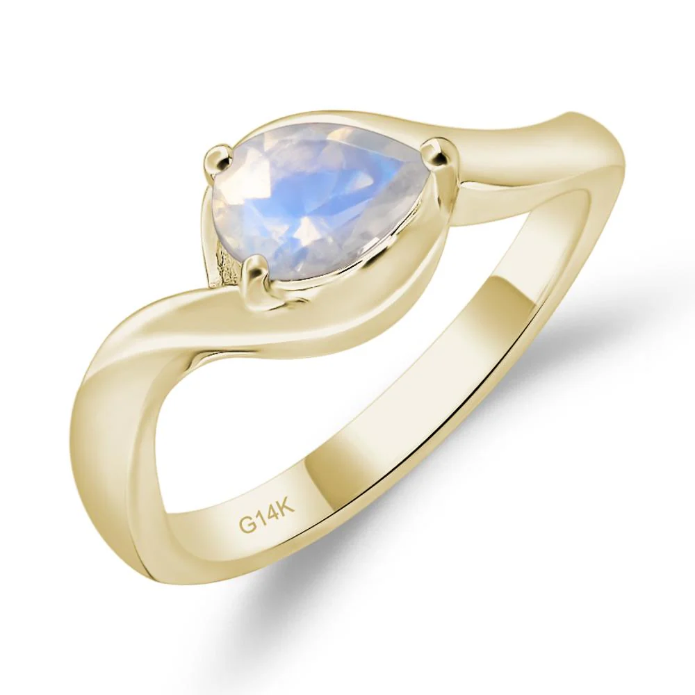 Pear Shaped Moonstone East West Solitaire Ring - Image 4