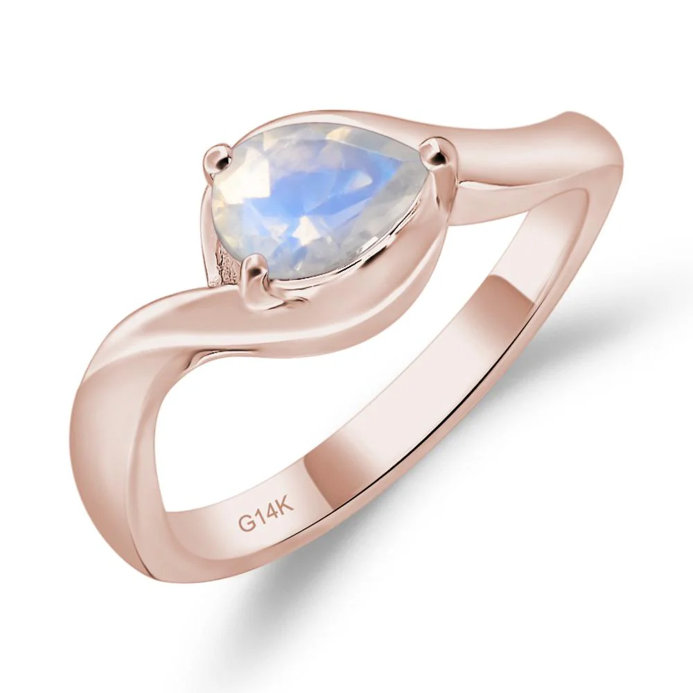Pear Shaped Moonstone East West Solitaire Ring - Image 5