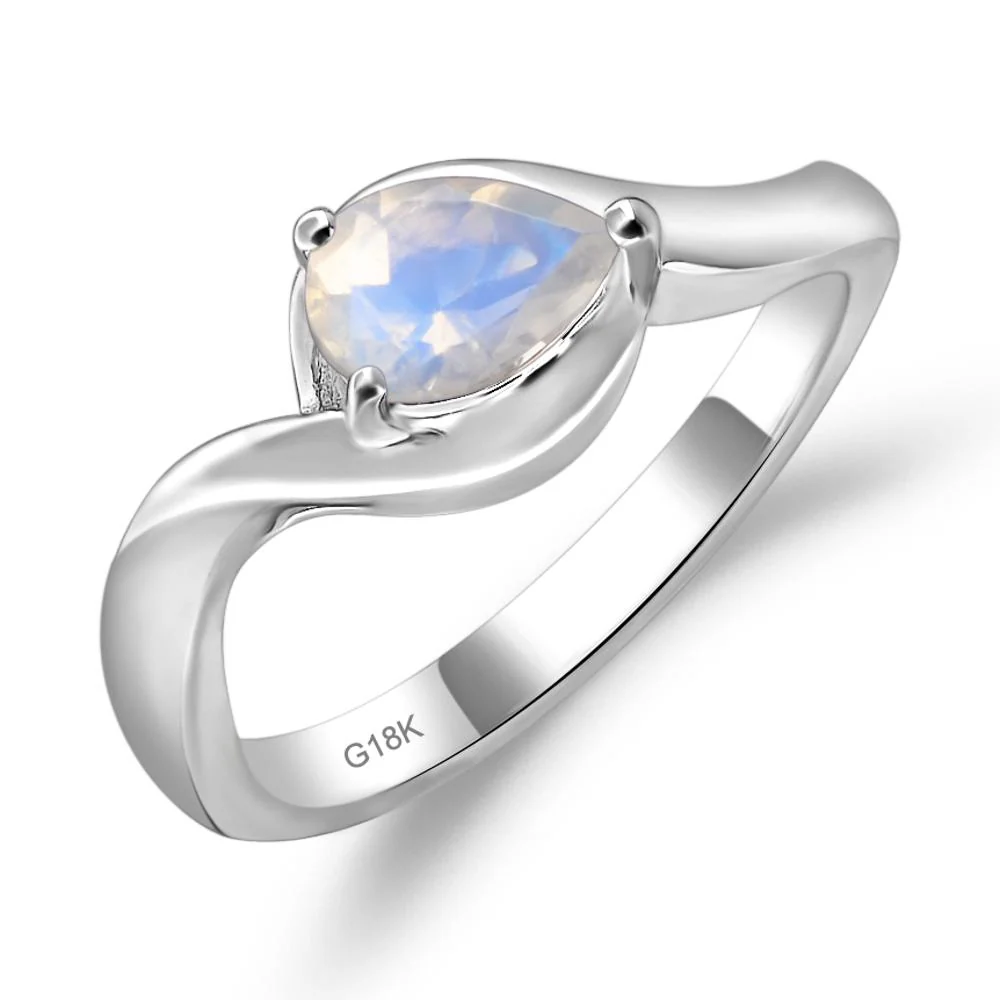 Pear Shaped Moonstone East West Solitaire Ring - Image 7