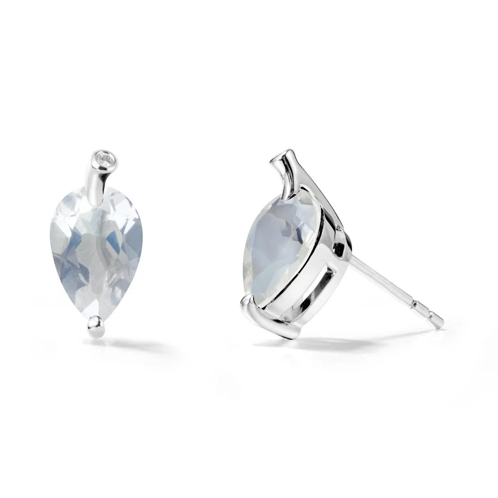 Pear Shaped Moonstone Leaf Earrings - Image 3