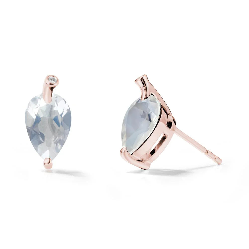 Pear Shaped Moonstone Leaf Earrings - Image 5