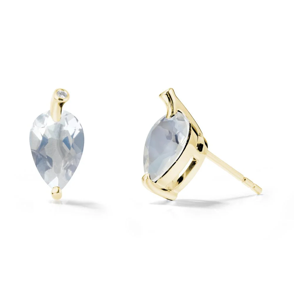 Pear Shaped Moonstone Leaf Earrings - Image 7