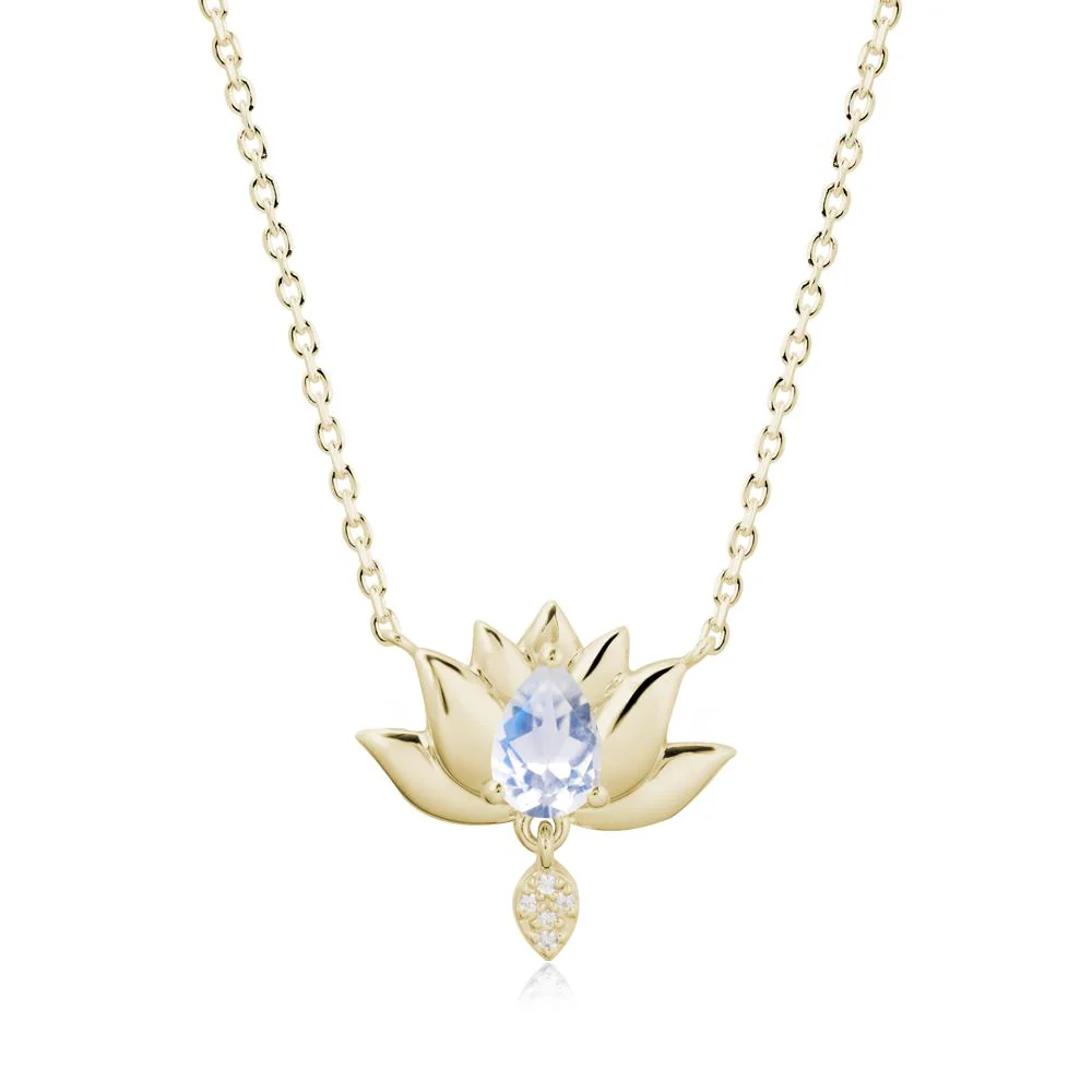 Pear Shaped Moonstone Lotus Flower Pendant - Image 3