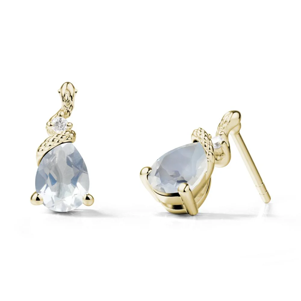 Pear Shaped Moonstone Stud Snake Earrings - Image 3
