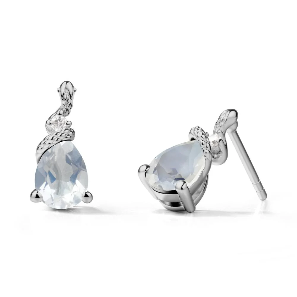 Pear Shaped Moonstone Stud Snake Earrings - Image 8