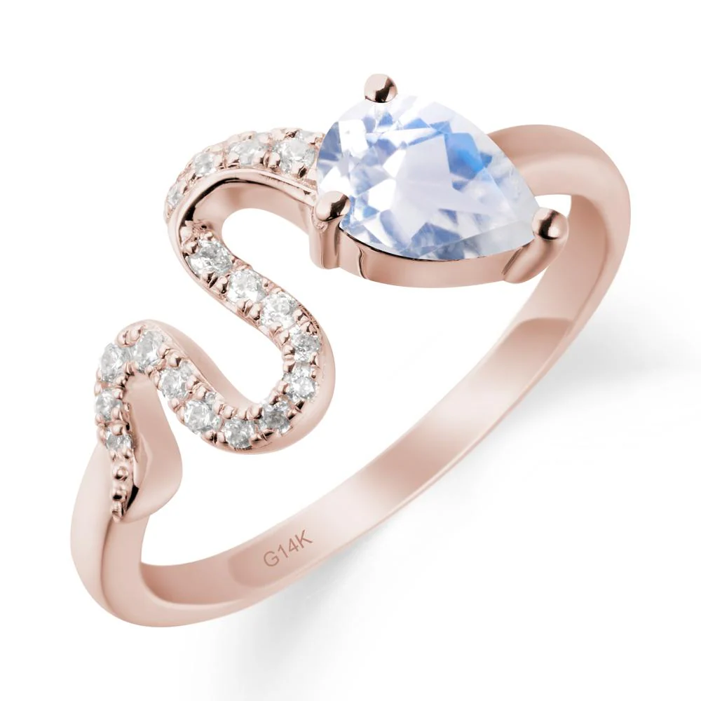 Pear Shaped Moonstone Snake Ring - Image 2