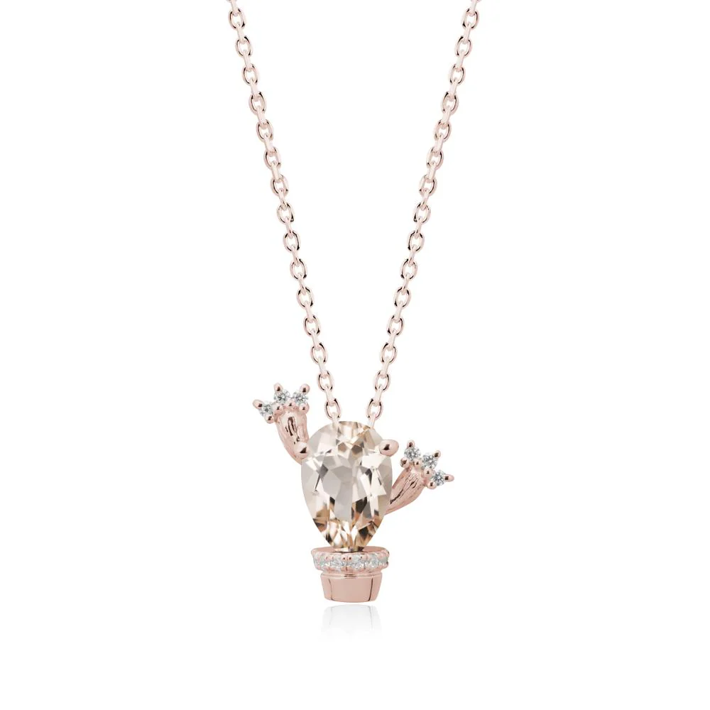 Pear Shaped Morganite Cactus Pendant - Image 2