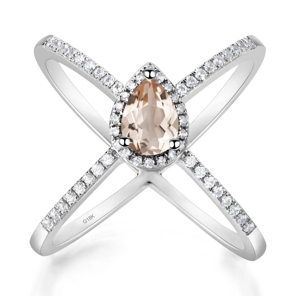 Pear Shaped Morganite Criss Cross Ring - Image 2