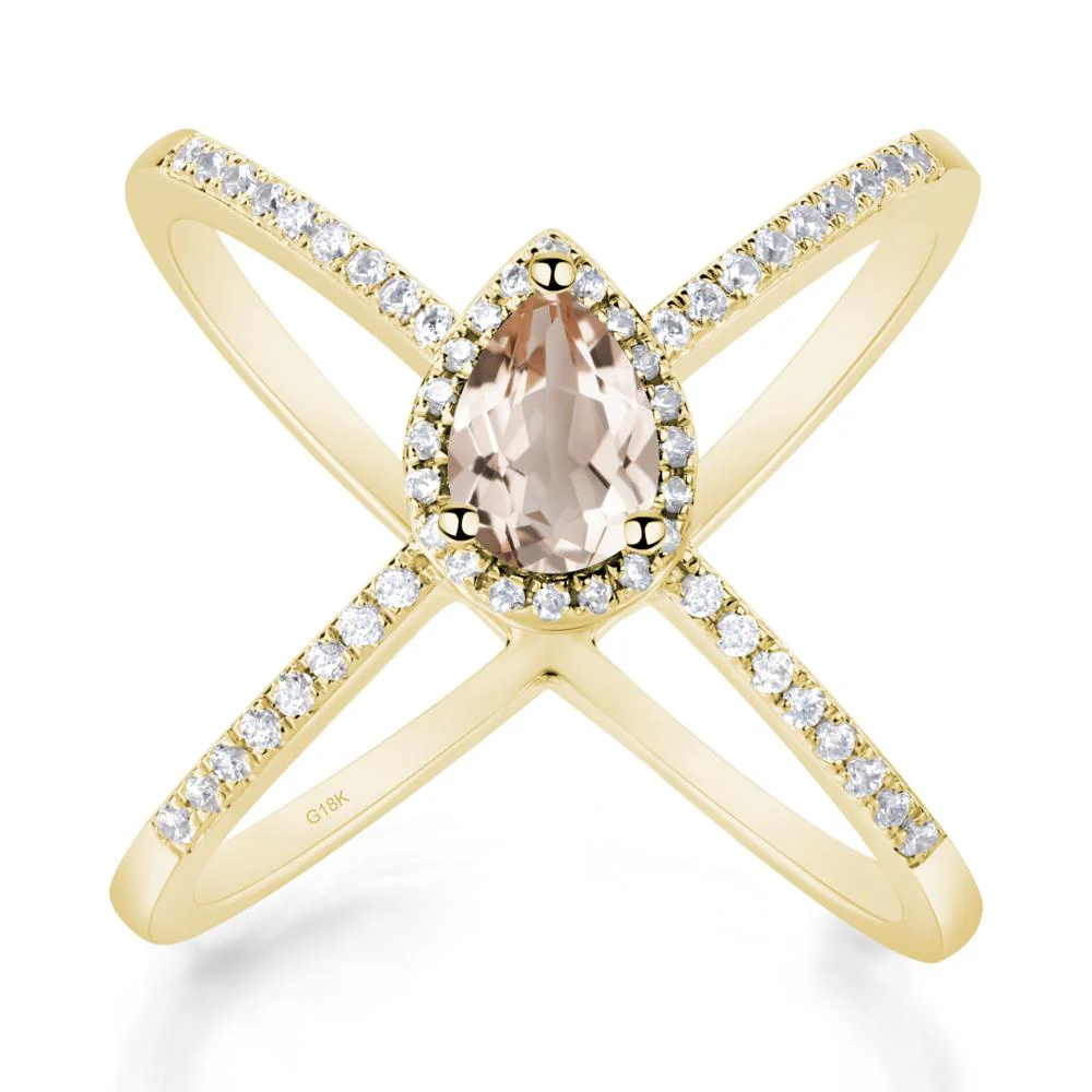 Pear Shaped Morganite Criss Cross Ring - Image 3