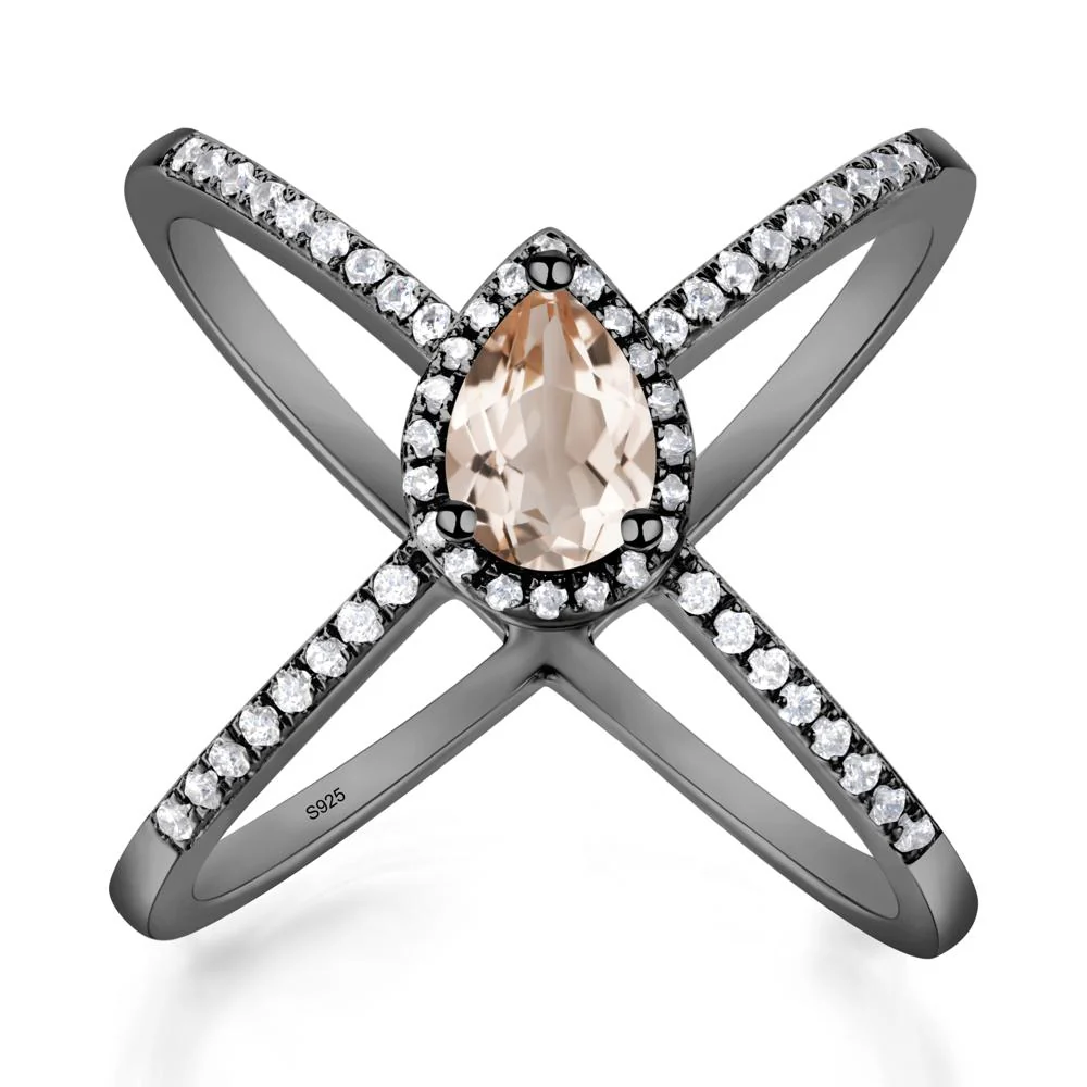 Pear Shaped Morganite Criss Cross Ring - Image 7