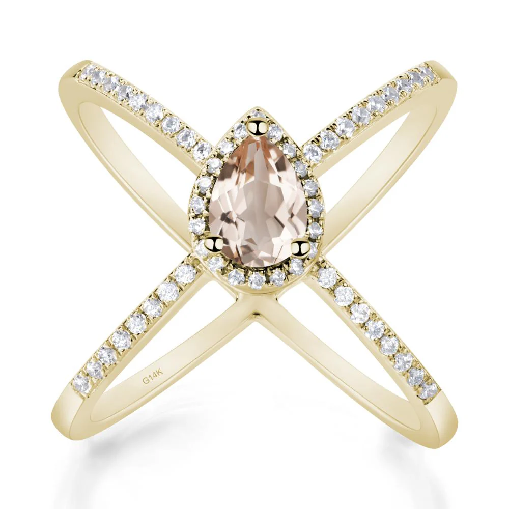 Pear Shaped Morganite Criss Cross Ring - Image 9