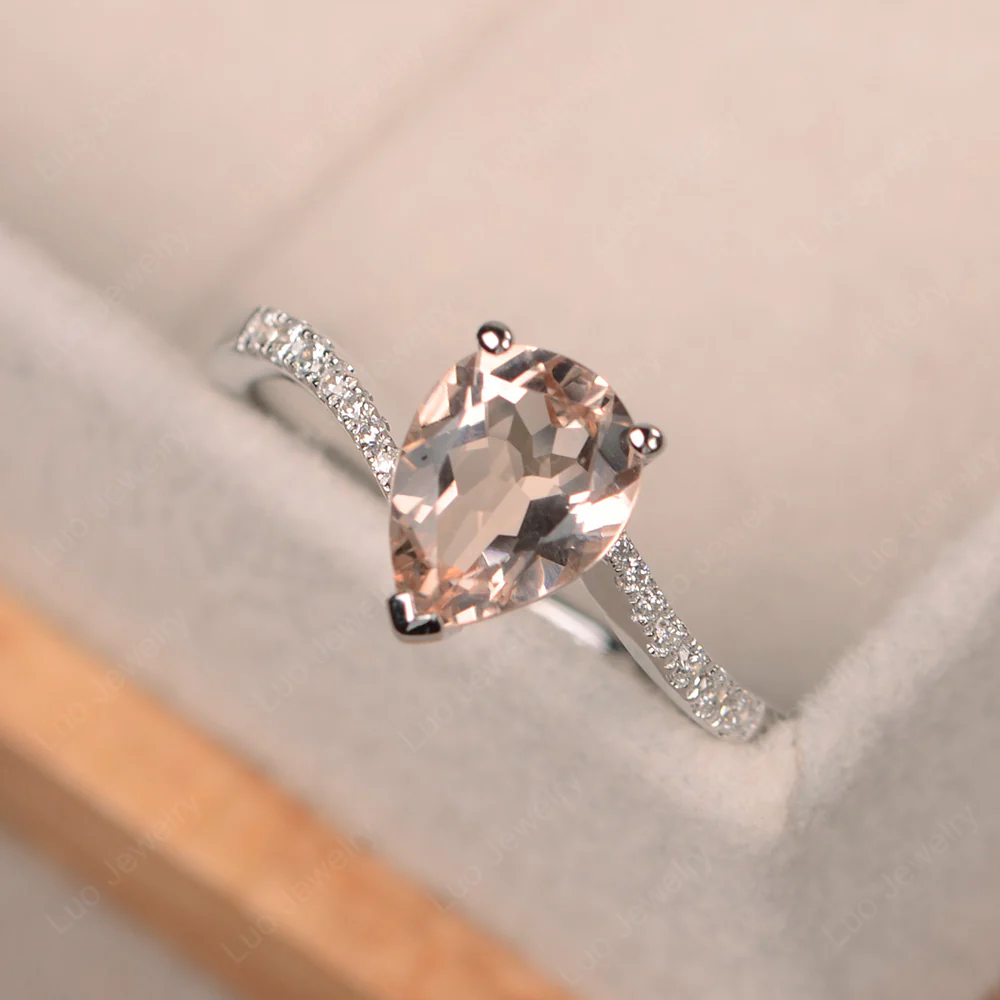 Pear Shaped Morganite Bypass Ring - Image 2