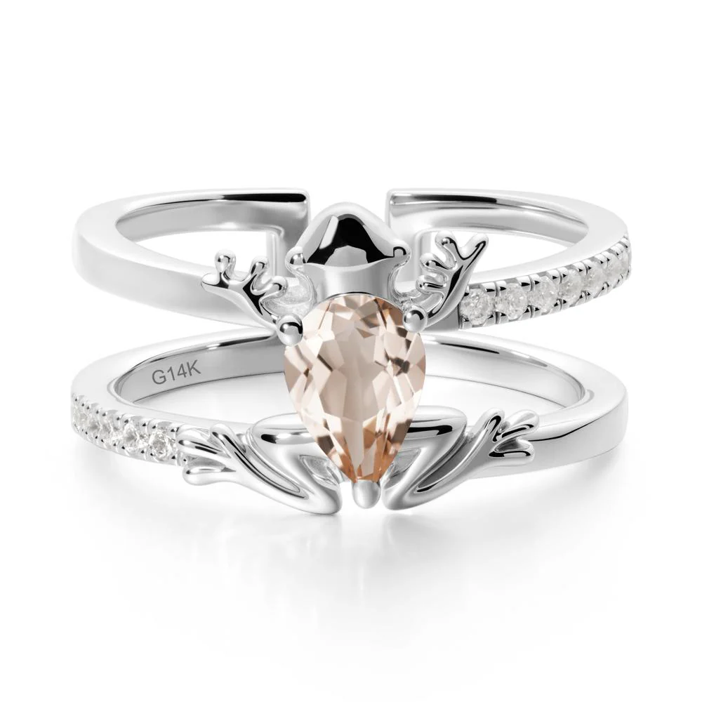 Pear Shaped Morganite Frog Open Ring