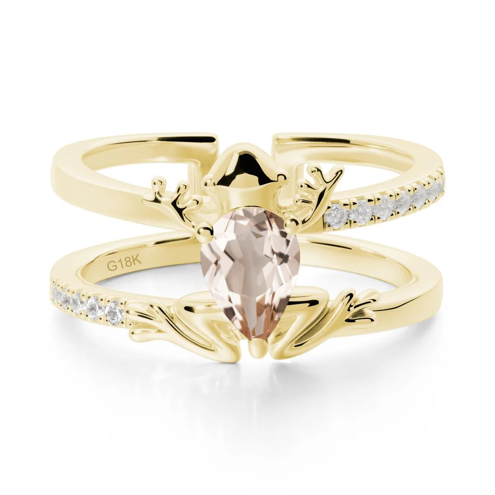 Pear Shaped Morganite Frog Open Ring - Image 6
