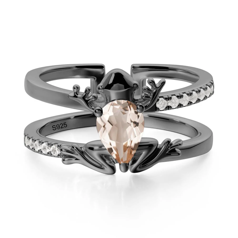 Pear Shaped Morganite Frog Open Ring - Image 7