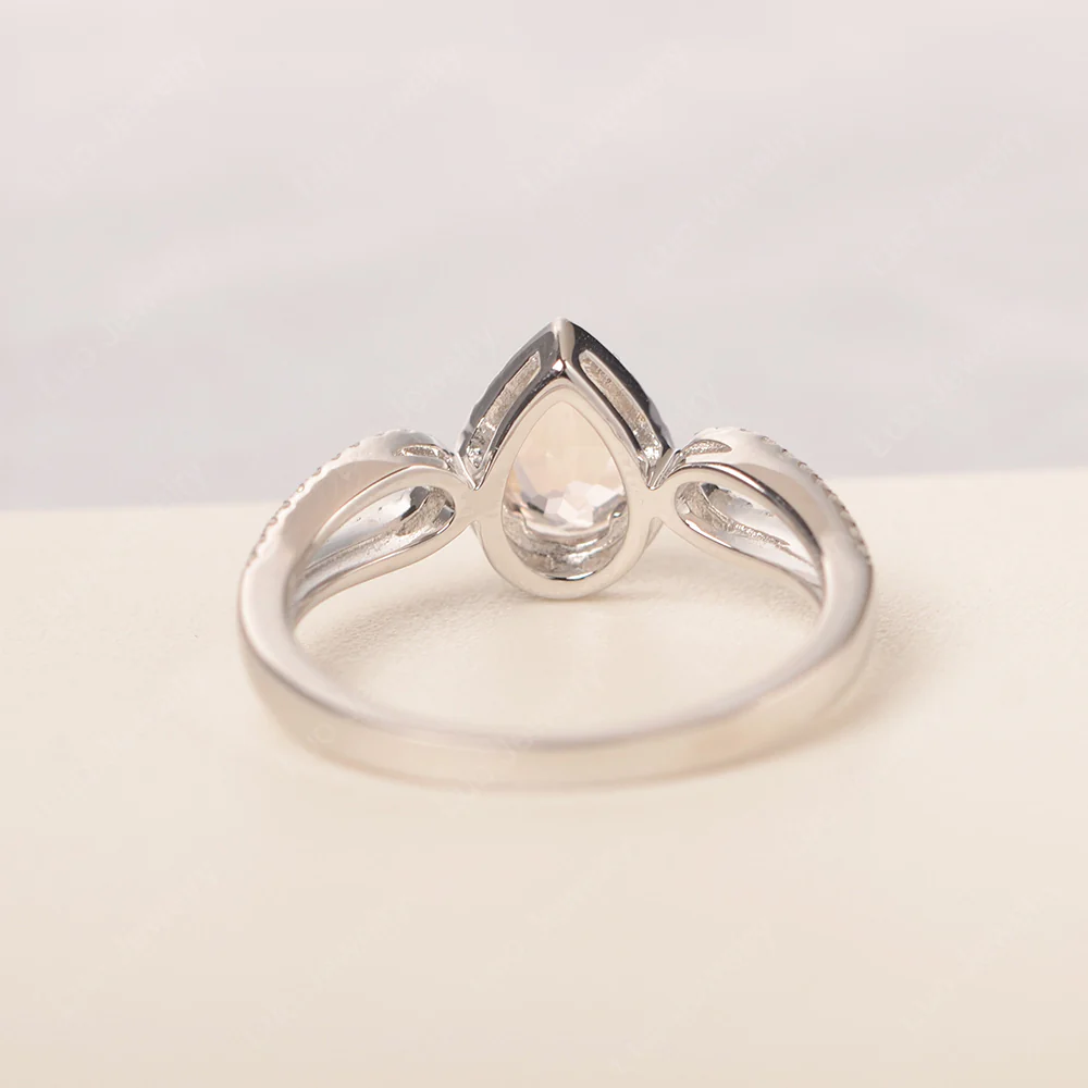 Pear Shaped Morganite Halo Engagement Ring - Image 3