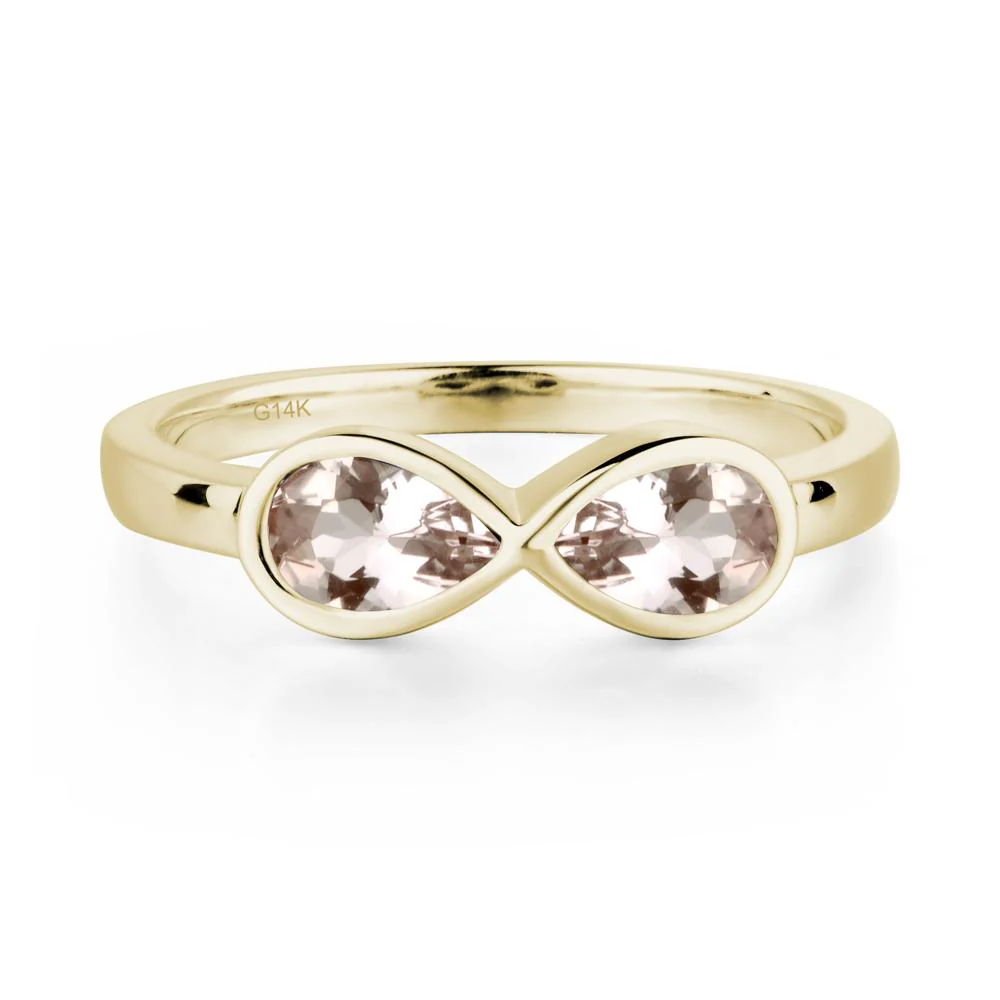 Pear Shaped 2 Stone Morganite Ring