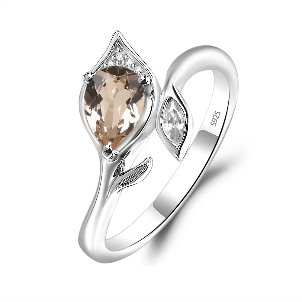 Nature Inspired Morganite Leaf Ring