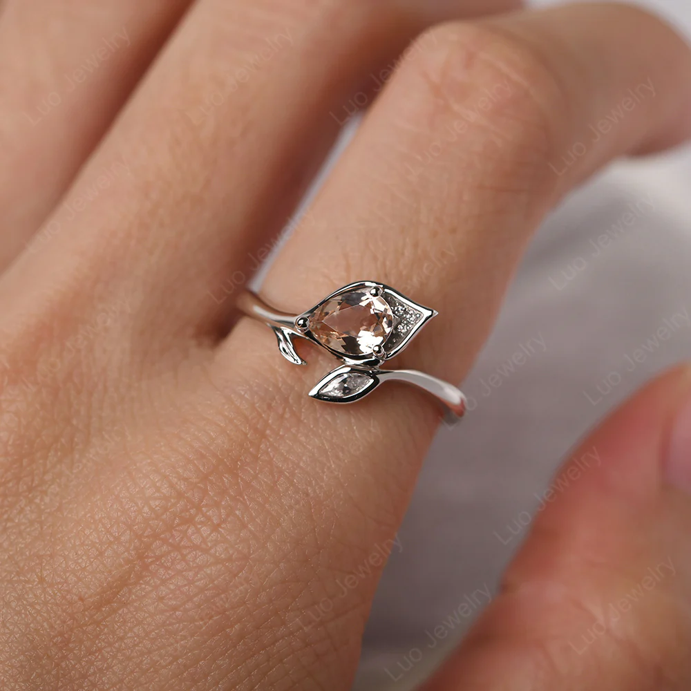 Nature Inspired Morganite Leaf Ring - Image 6