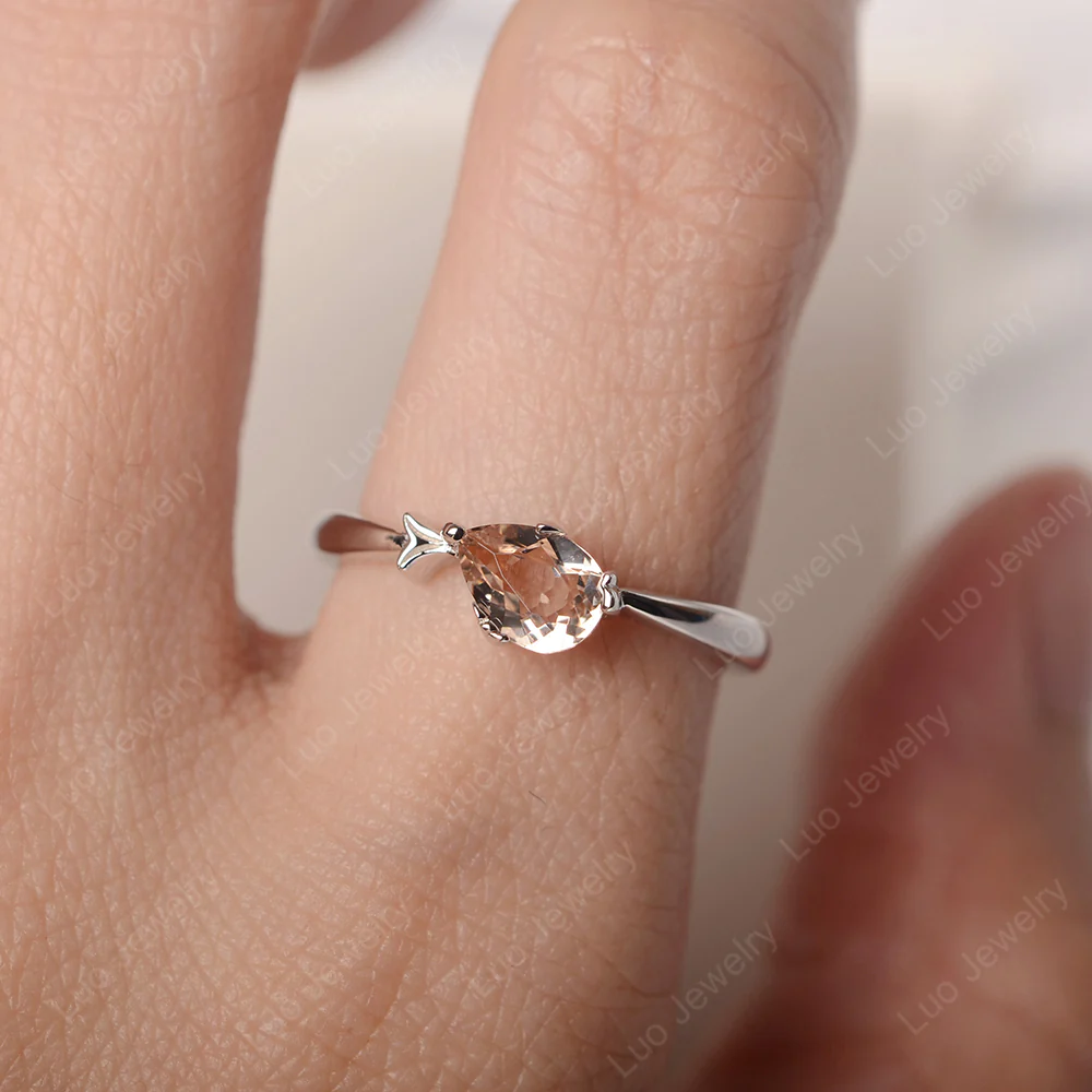 Pear Shaped Morganite Fish Ring - Image 6