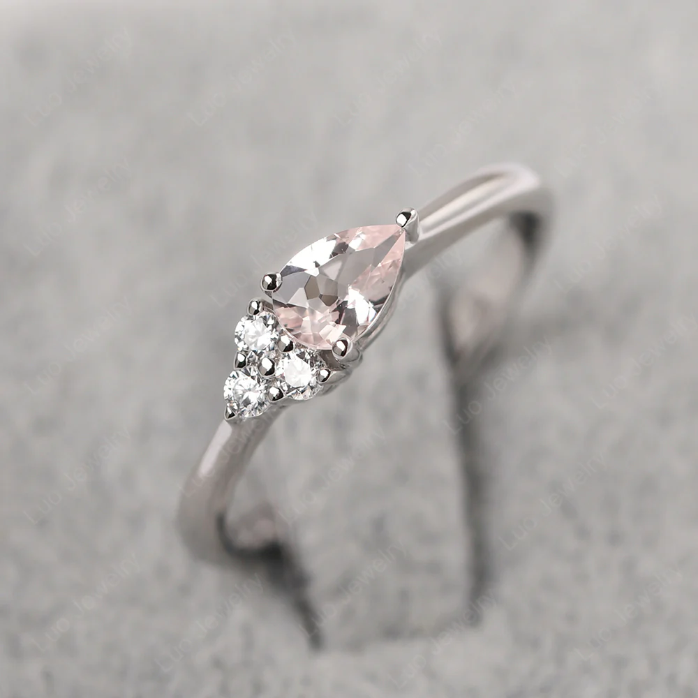 Petite Pear Shaped Morganite Ring - Image 2