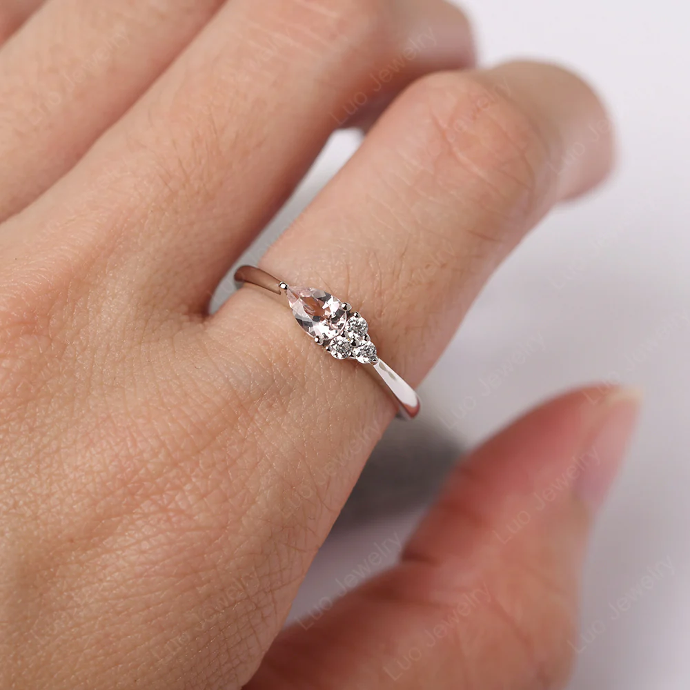 Petite Pear Shaped Morganite Ring - Image 5