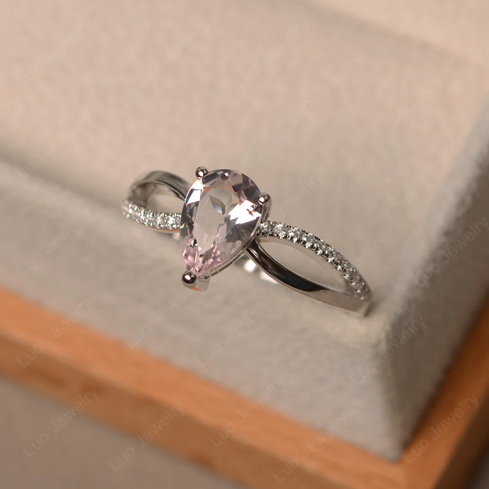Pear Shaped Morganite Ring Split Shank - Image 2