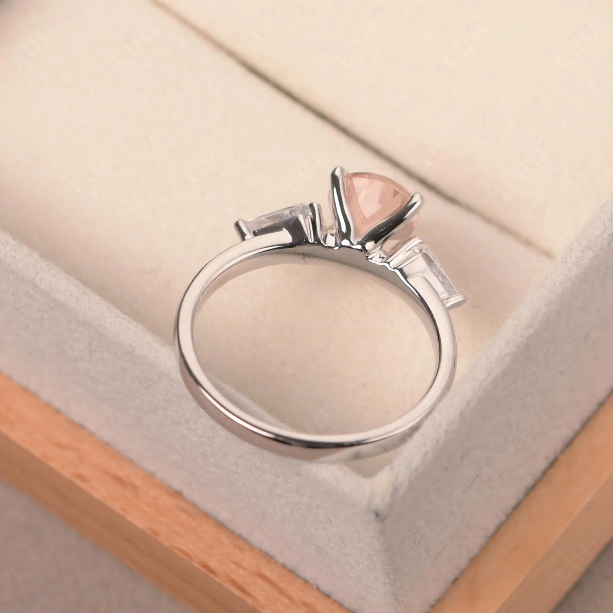 Pear Morganite Trilogy Engagement Ring - Image 3