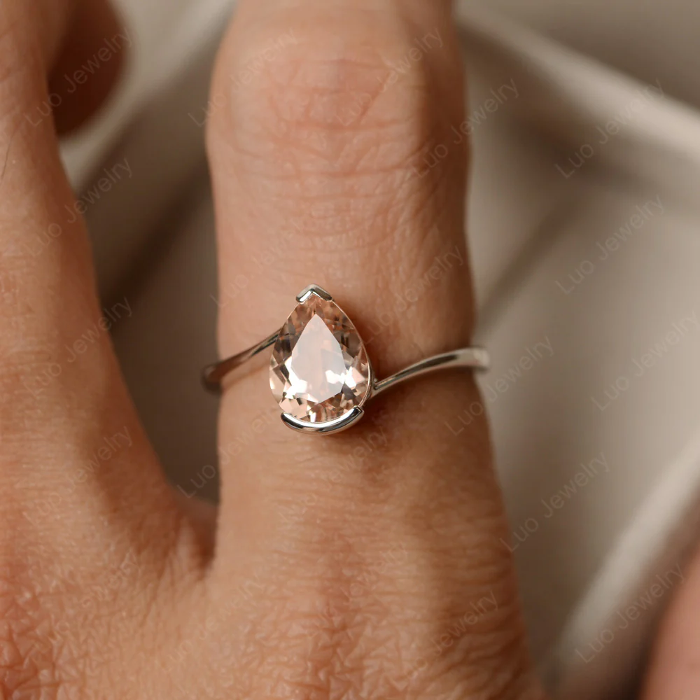 Morganite Pear Solitaire Engagement Ring - Image 4