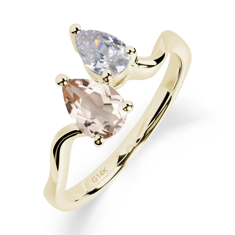 Pear Shaped Morganite Toi Et Moi Ring