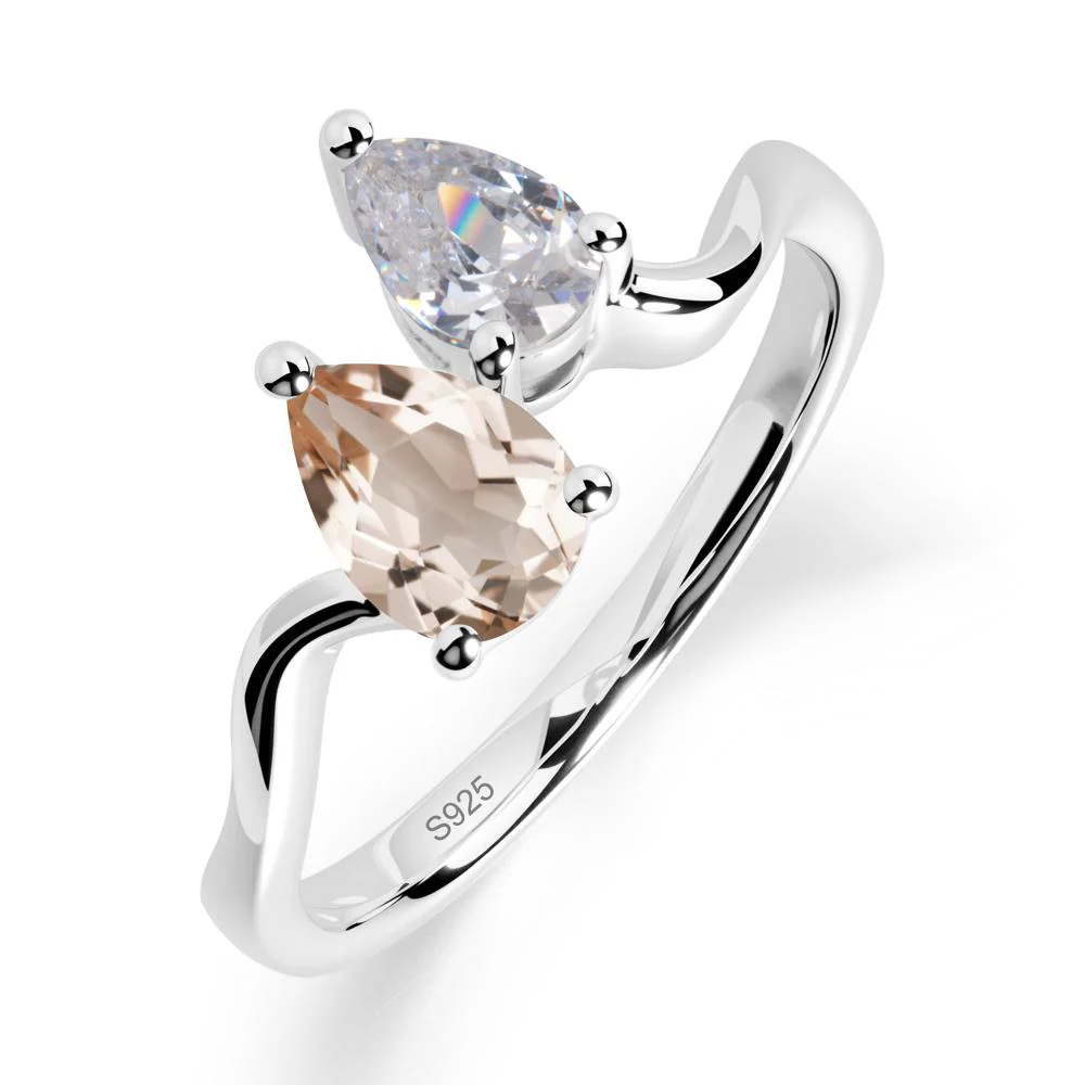 Pear Shaped Morganite Toi Et Moi Ring - Image 3