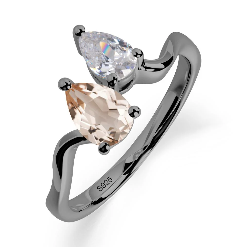 Pear Shaped Morganite Toi Et Moi Ring - Image 9