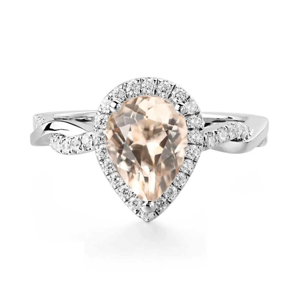 Morganite Twisted Halo Engagement Ring