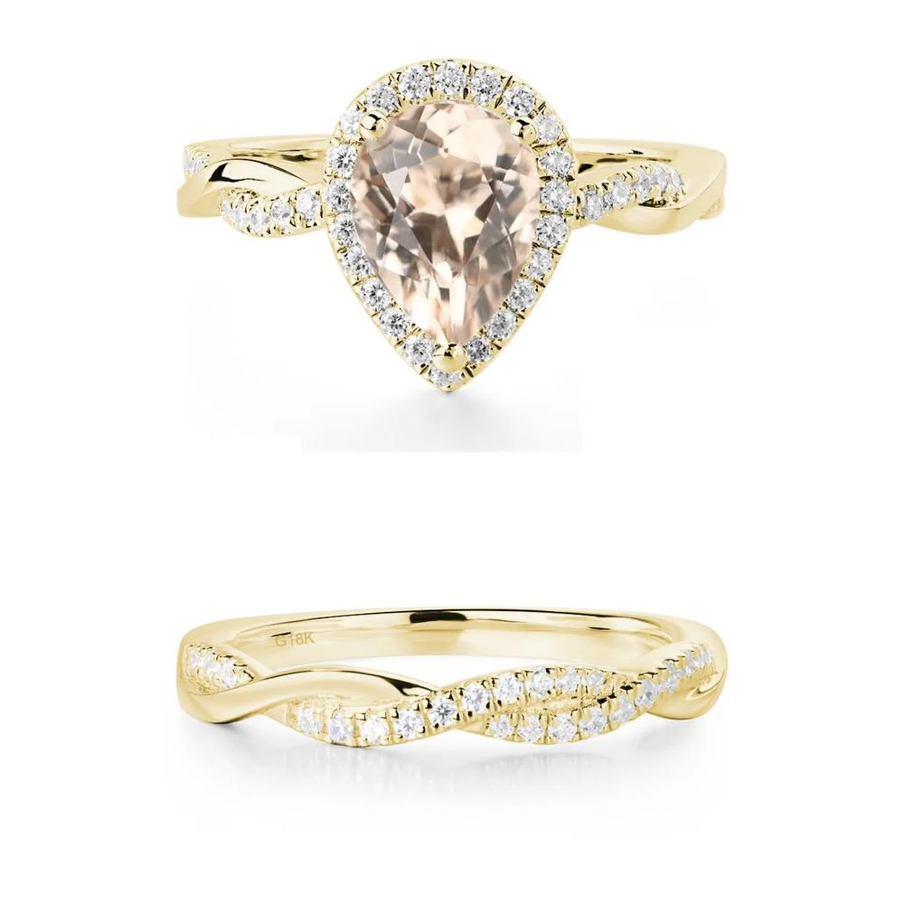 Morganite Twisted Halo Engagement Ring - Image 15