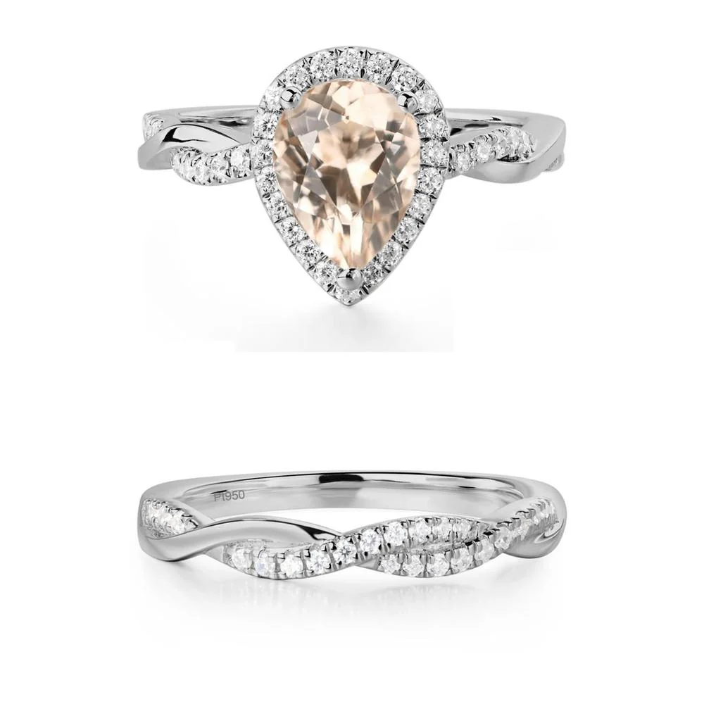 Morganite Twisted Halo Engagement Ring - Image 17