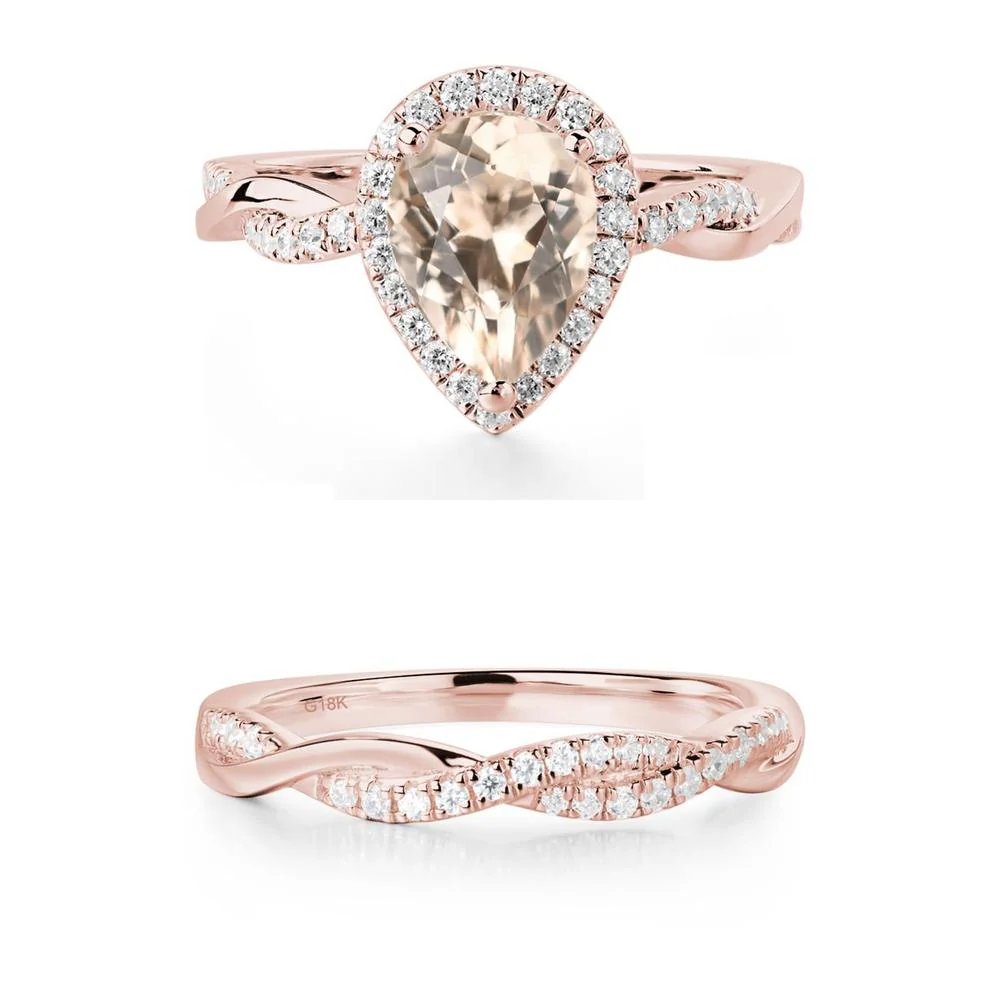 Morganite Twisted Halo Engagement Ring - Image 23