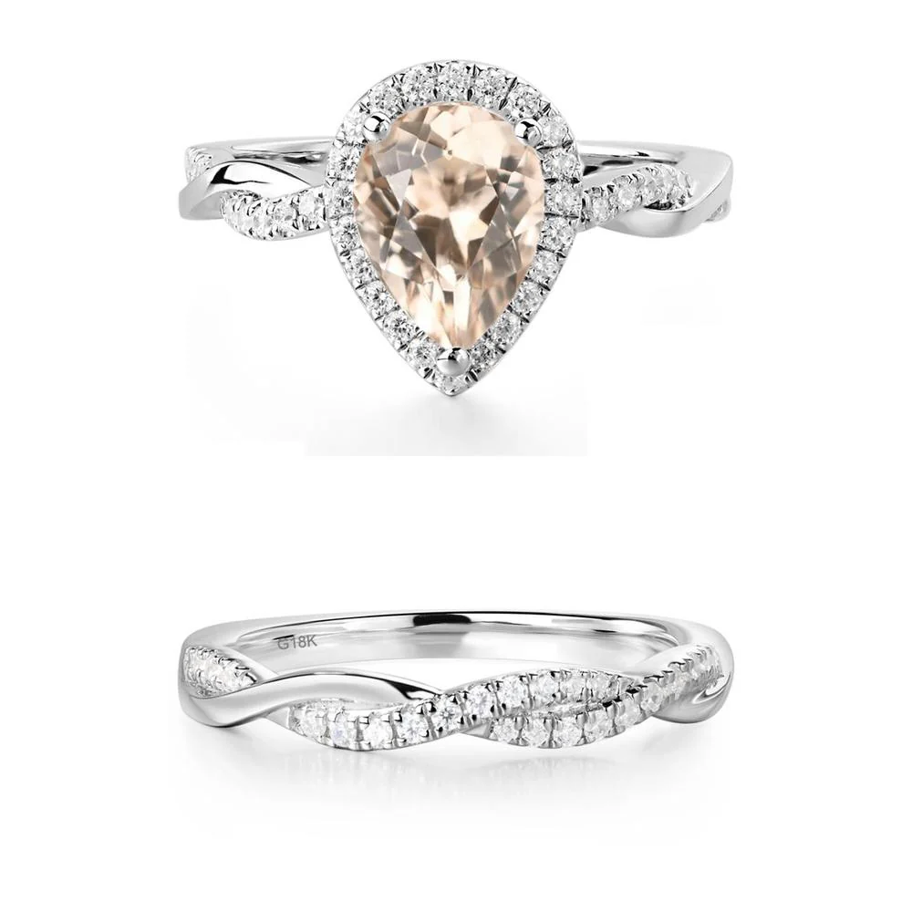 Morganite Twisted Halo Engagement Ring - Image 25