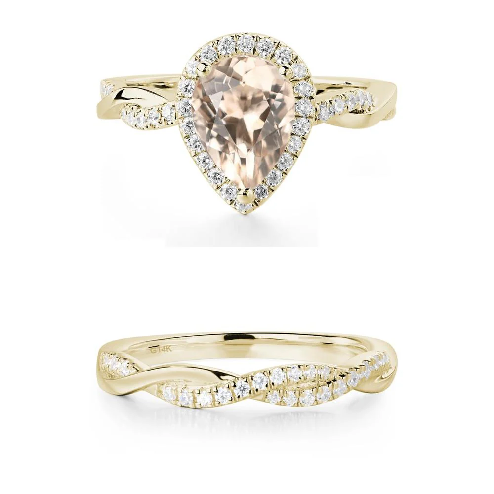 Morganite Twisted Halo Engagement Ring - Image 27