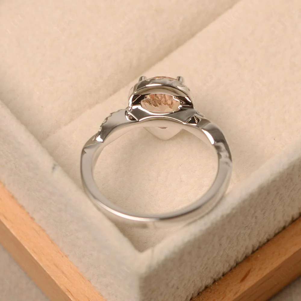 Morganite Twisted Halo Engagement Ring - Image 31