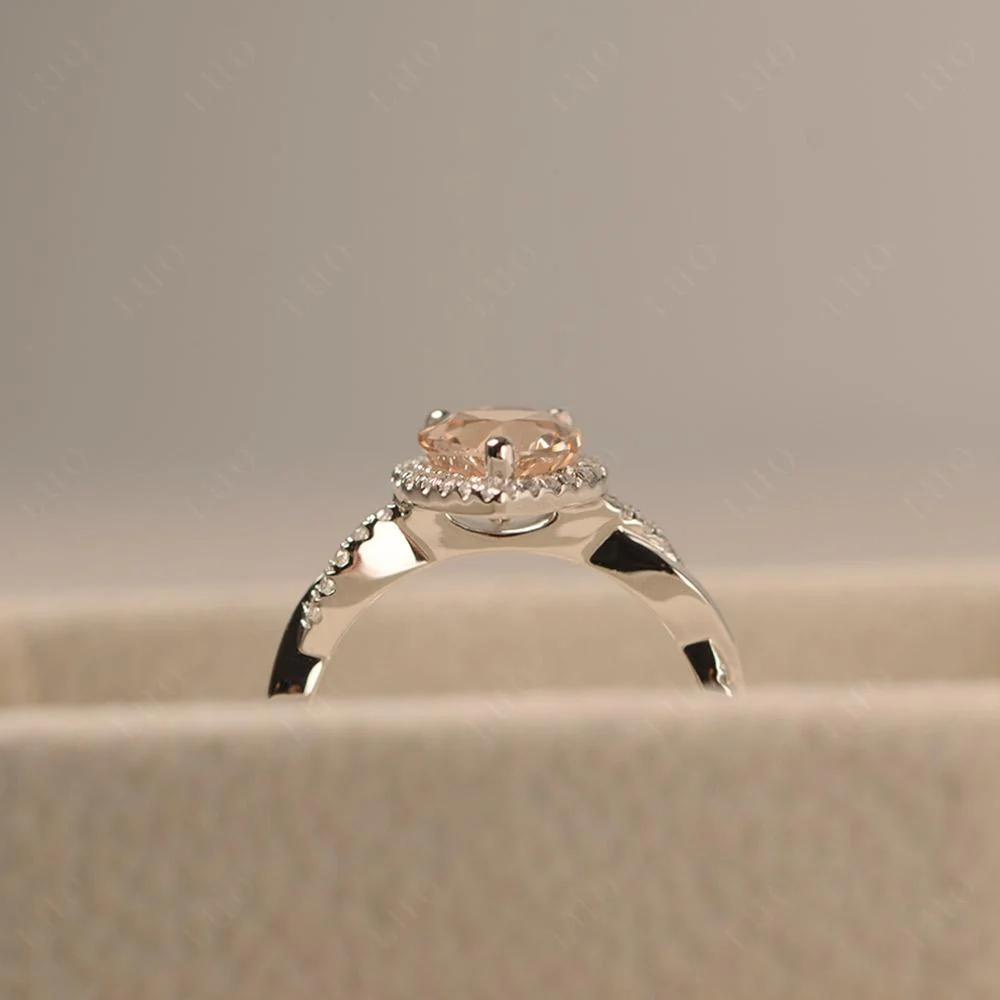 Morganite Twisted Halo Engagement Ring - Image 32