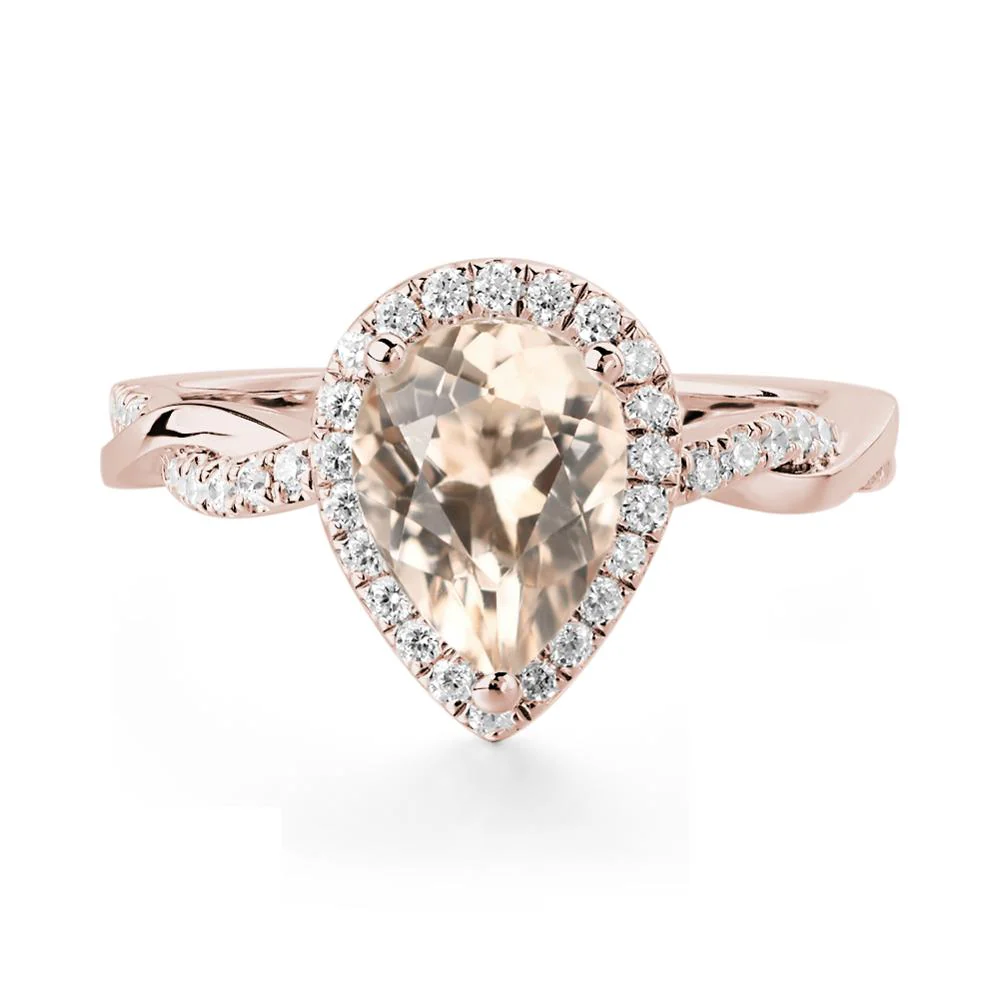 Morganite Twisted Halo Engagement Ring - Image 6